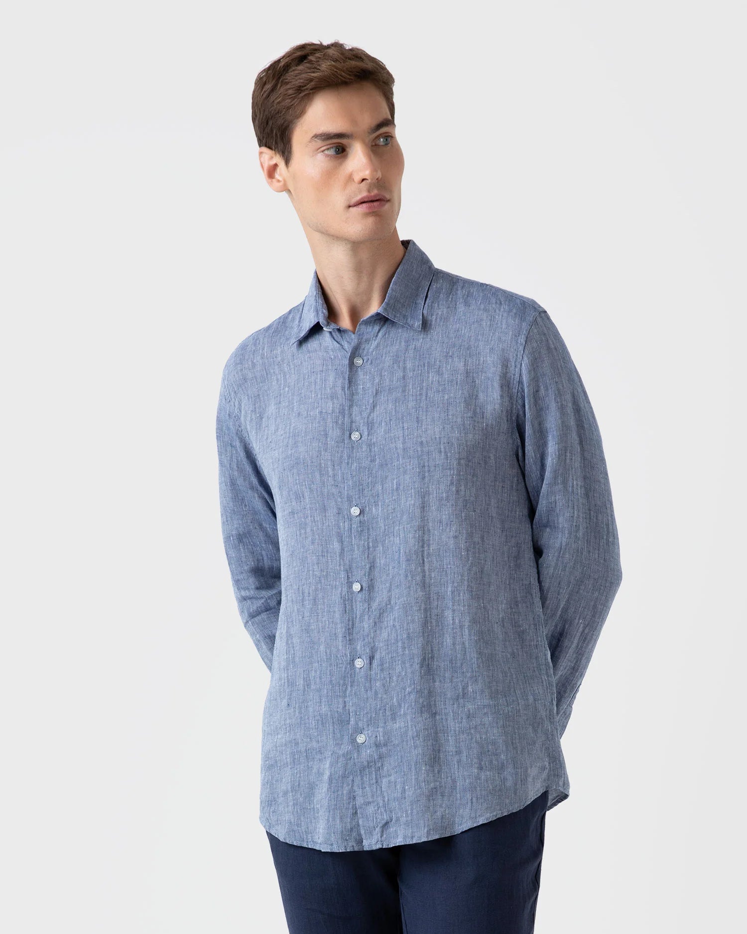 Casual Linen Shirt  - Bluestone