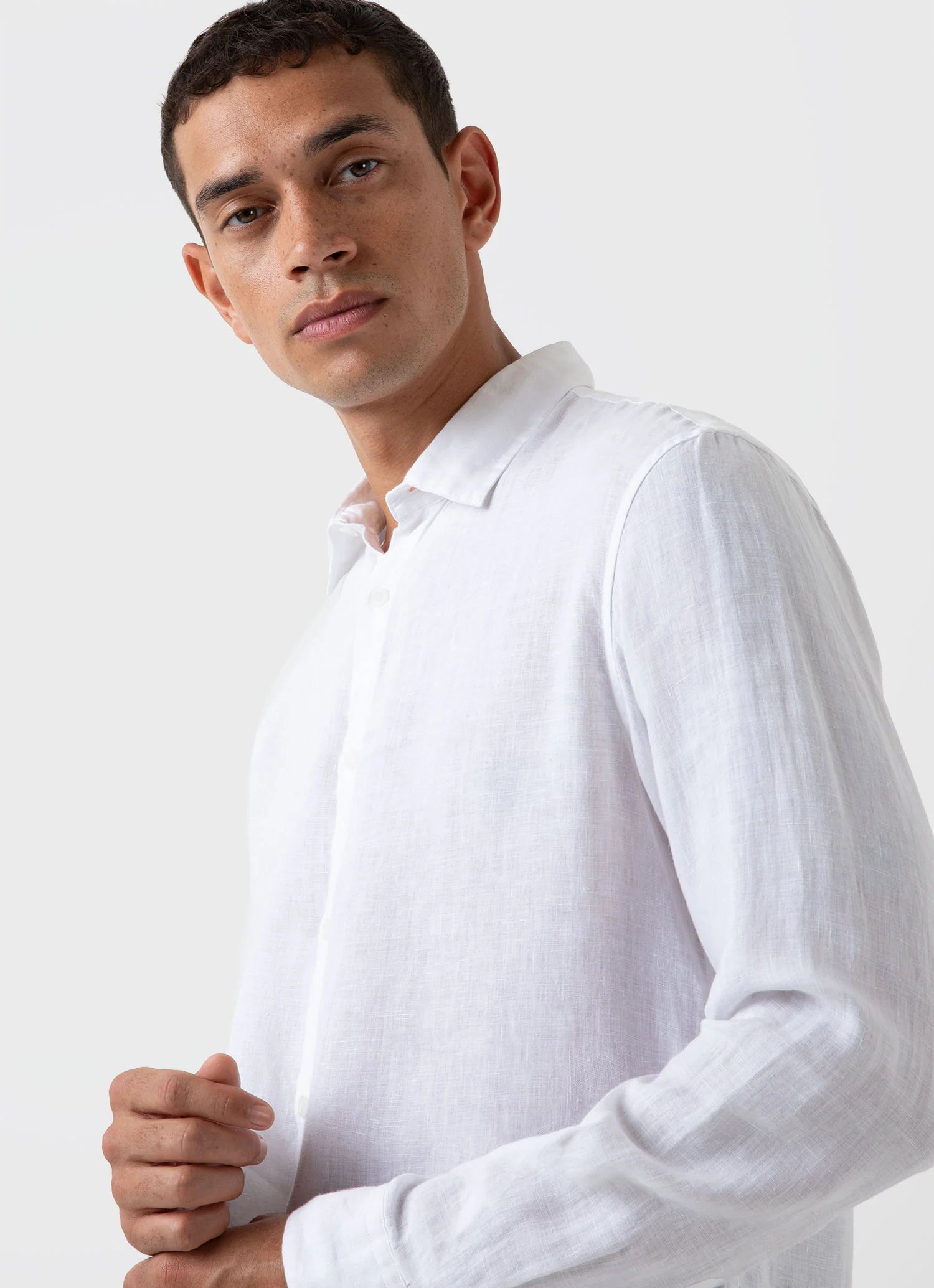 Casual Linen Shirt Stripe - White