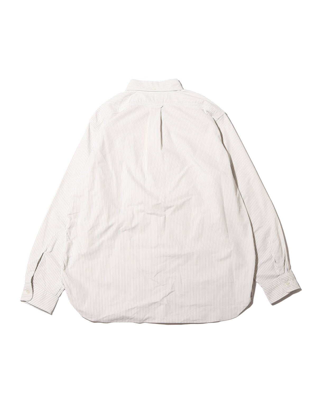 Button Down Stripe Wind Shirt - Taupe