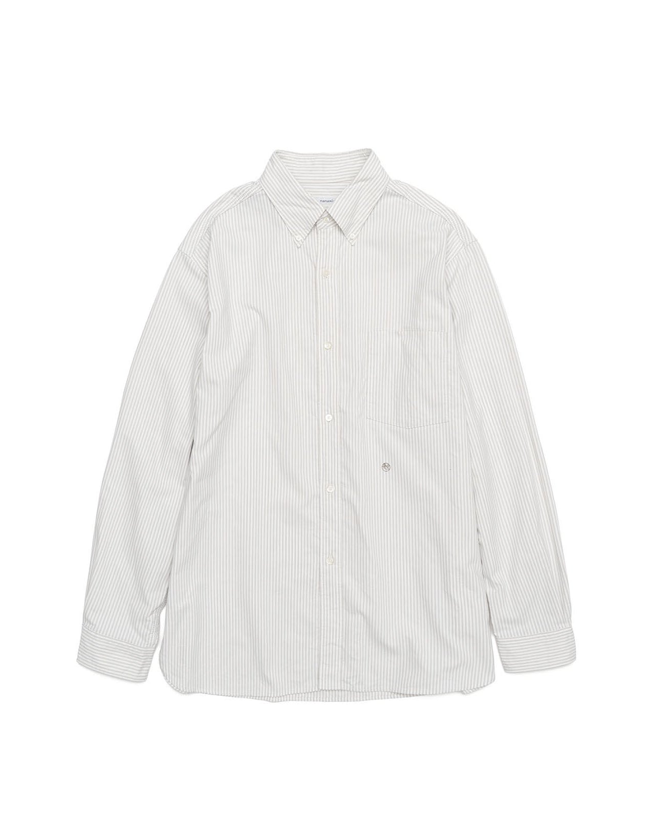 Button Down Stripe Wind Shirt - Taupe