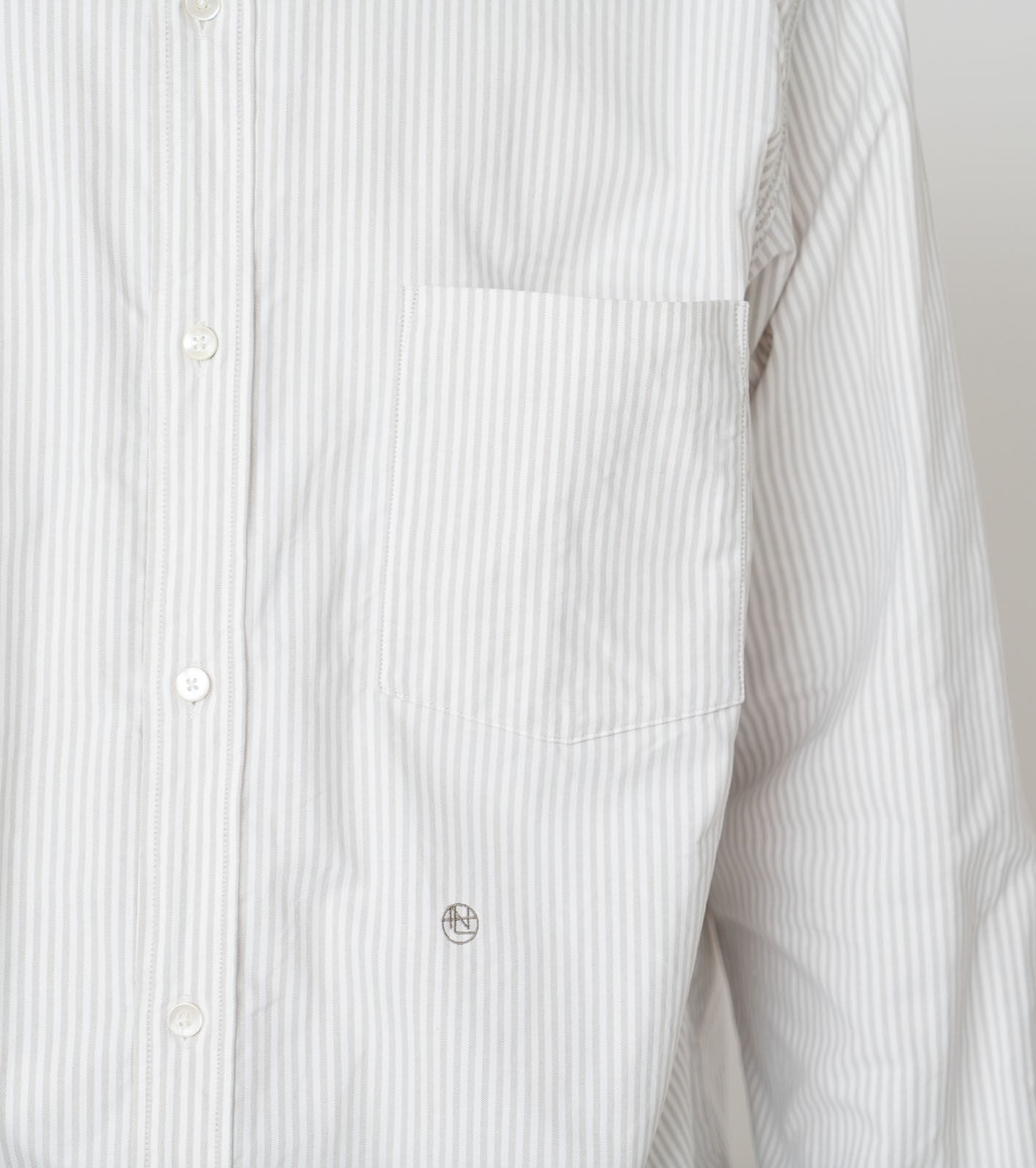 Button Down Stripe Wind Shirt - Taupe